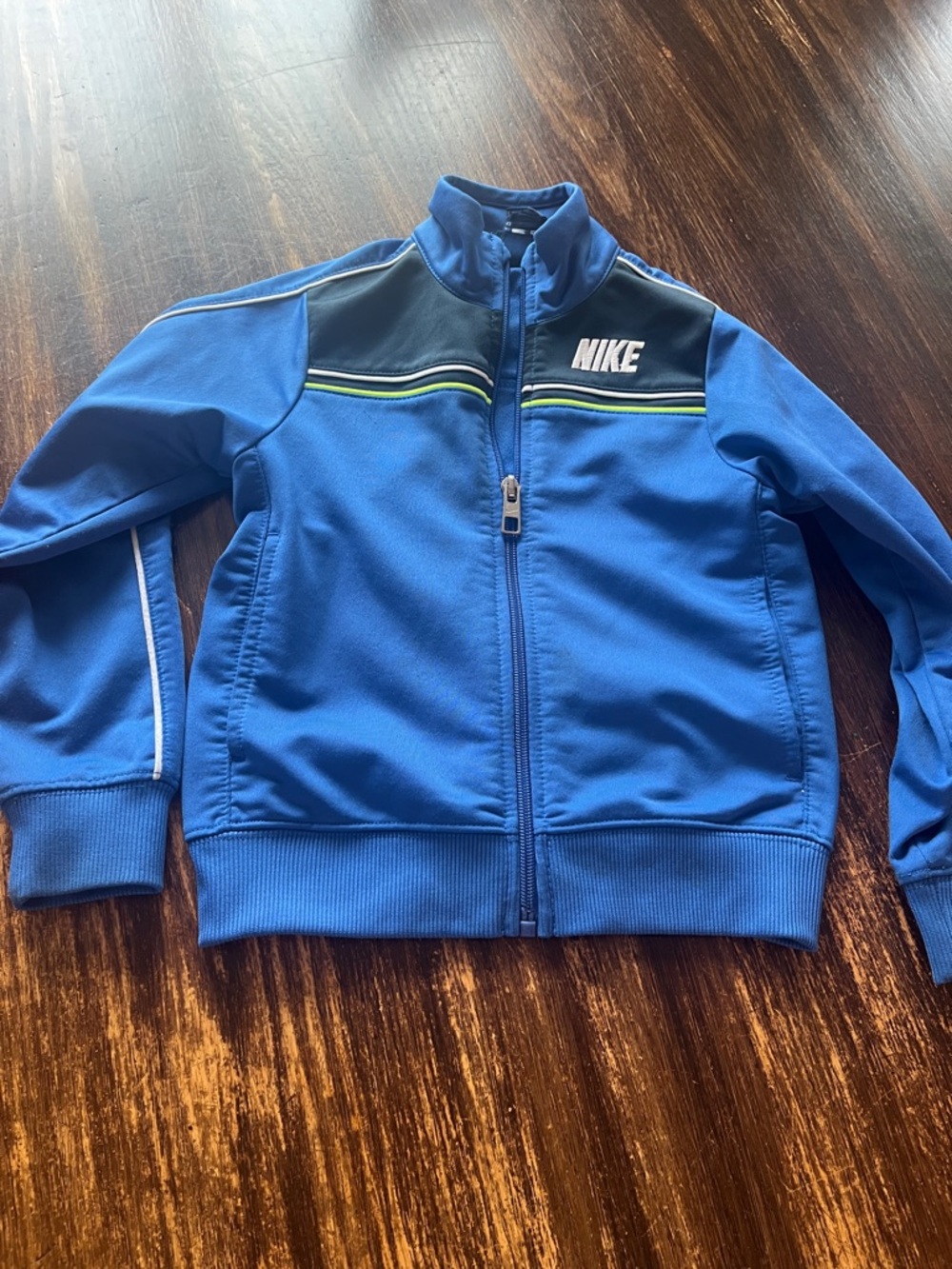 Nike Kids Blue Full‑Zip Track Jacket with Black Chest Panel